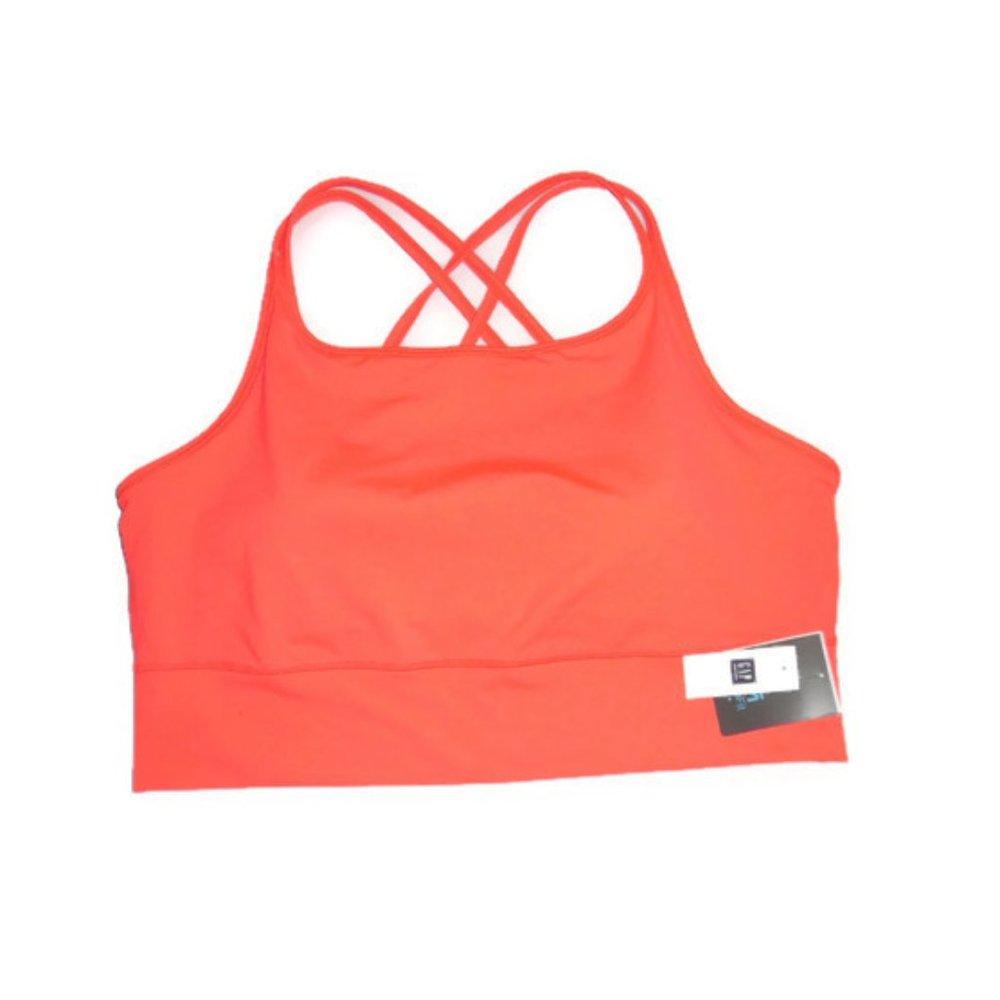New GAP Fit Neon Orange Sports Bra Cross Back XXL